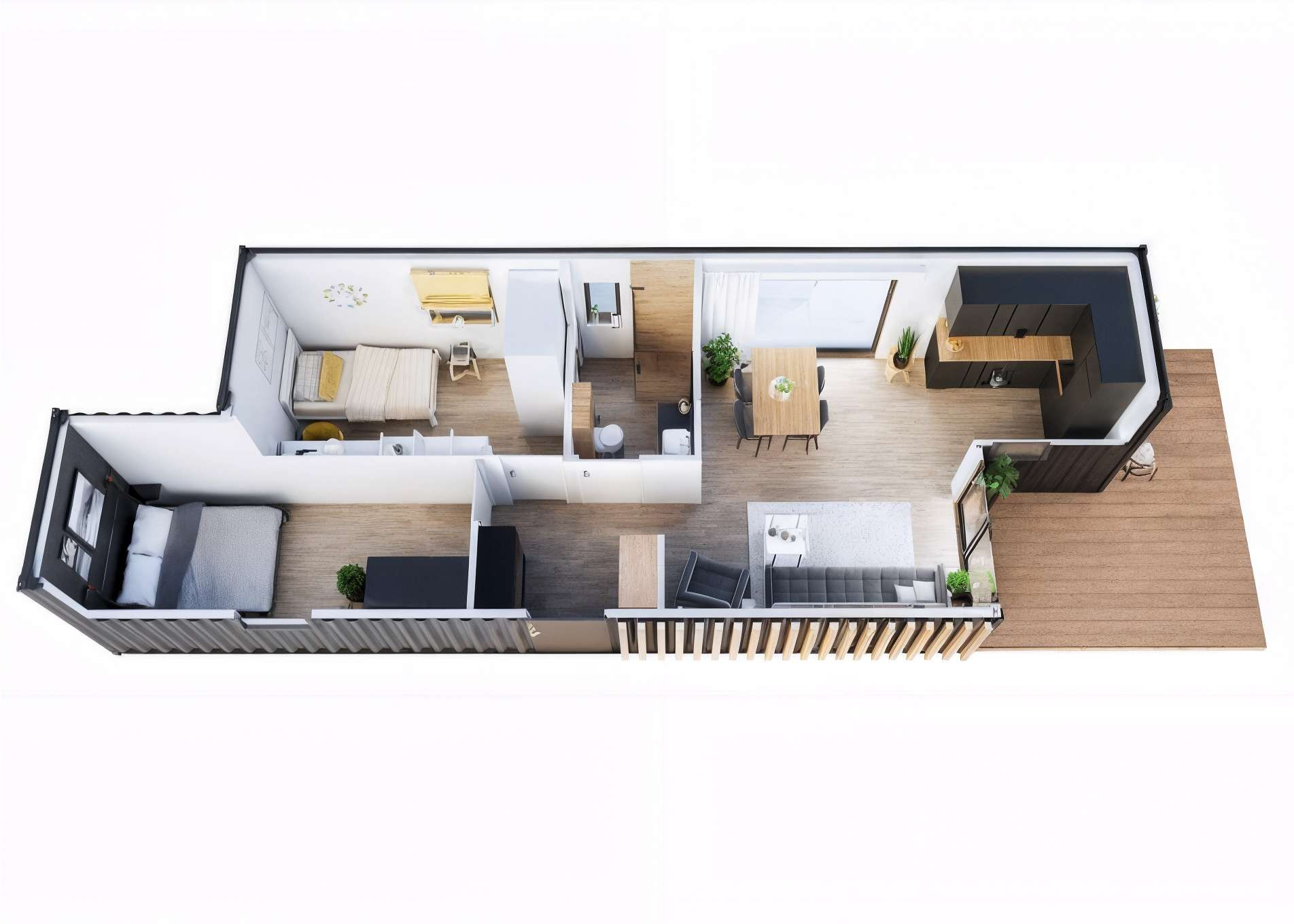 Wizualizacja architektoniczna baru kontenerowego - UR Projekty